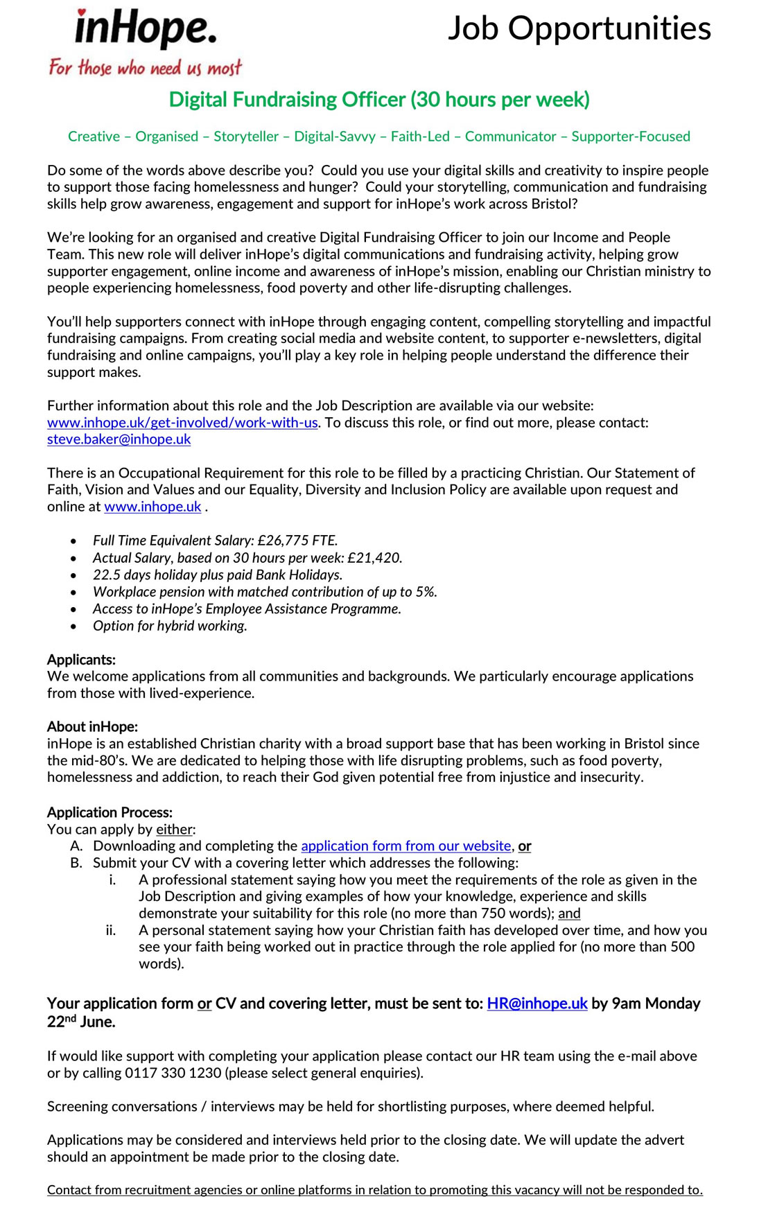 Digital Fundraising Officer Ad